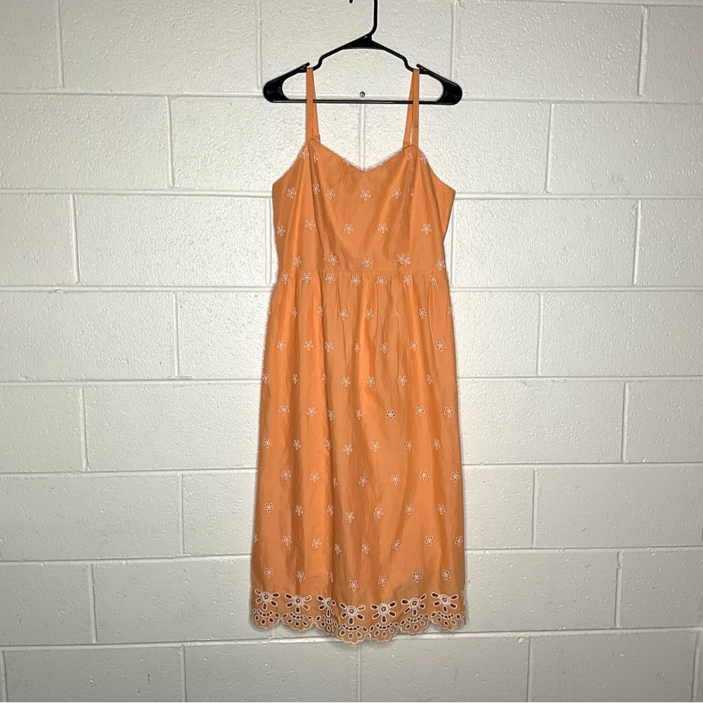 < Old Navy Orange Fit & Flare Eyelet Dress > - Picture 2 of 5